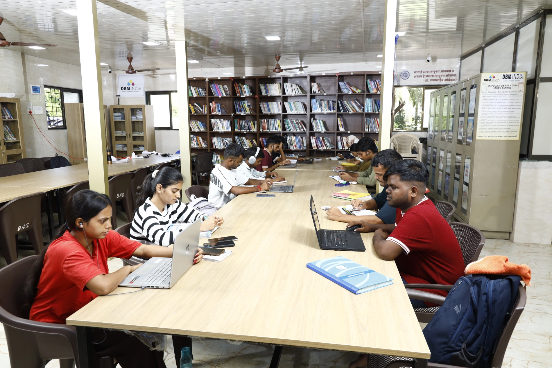 Students working on laptops at the study centre